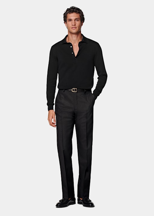 Black Straight Leg Suit Trousers