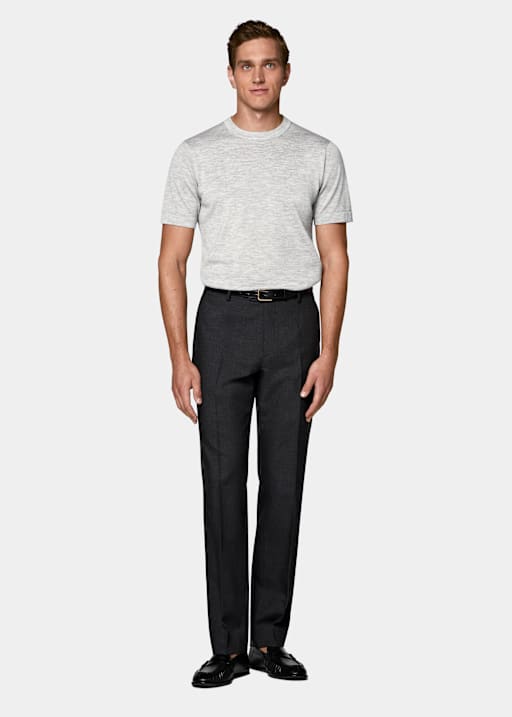 Dark Grey Straight Leg Trousers
