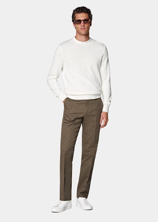 Mid Green Slim Leg Straight Chinos