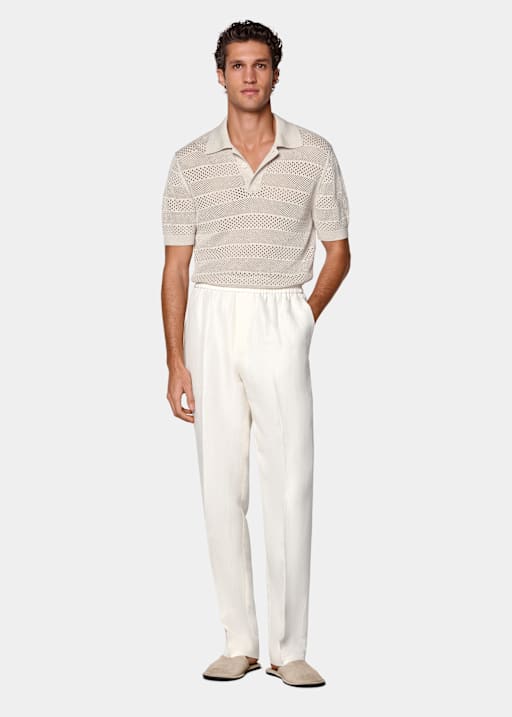 Off-White Wide Leg Straight Trousers