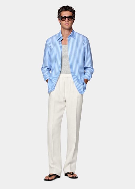 Off-White Wide Leg Straight Trousers