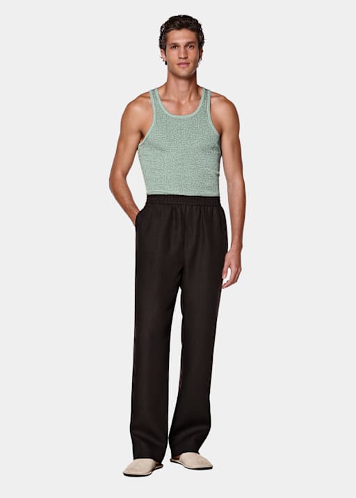 Dark Brown Wide Leg Straight Trousers