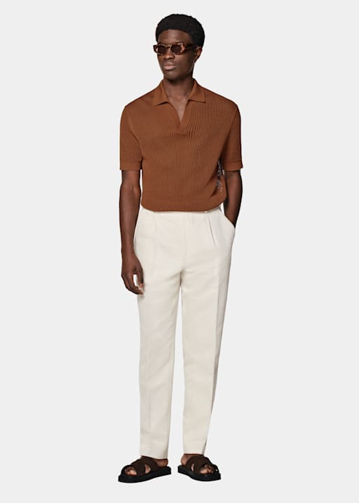 Sand Wide Leg Tapered Firenze Trousers