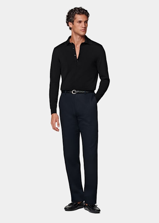 Navy Straight Leg Trousers