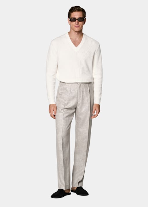 Light Taupe Wide Leg Straight Trousers