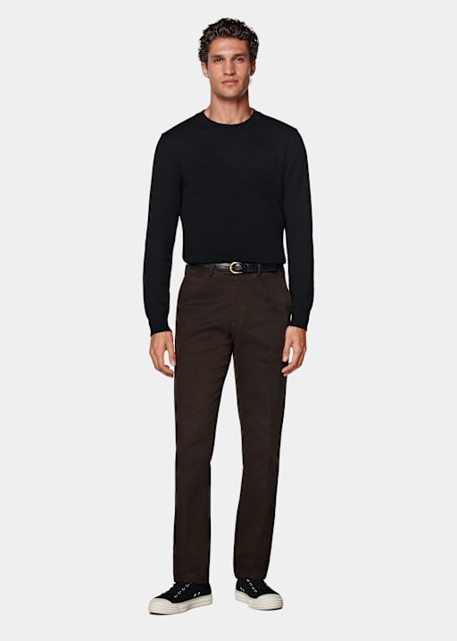 Dark Brown Slim Leg Straight Chinos