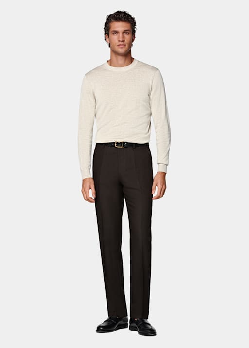 Dark Brown Straight Leg Trousers