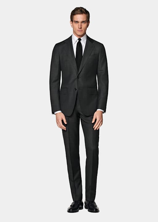 Brescia mörkgrå kostymbyxor i slim leg straight-modell