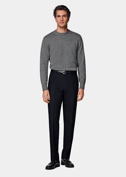 Pantalones de traje azul marino Straight Leg