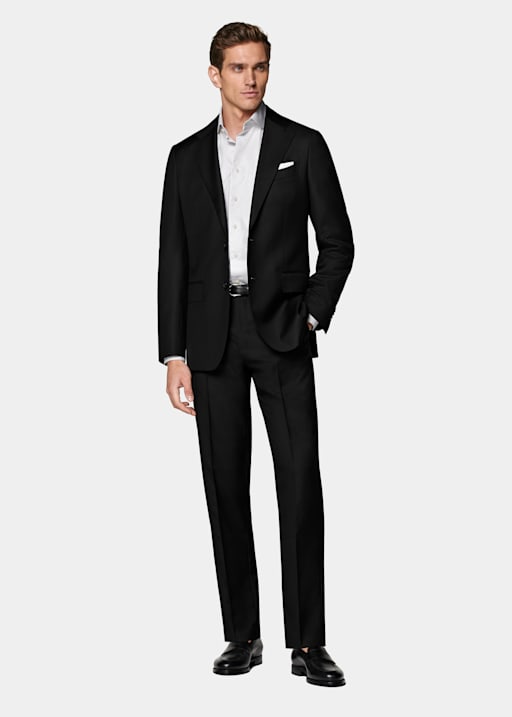 Black Slim Leg Straight Brescia Suit Trousers