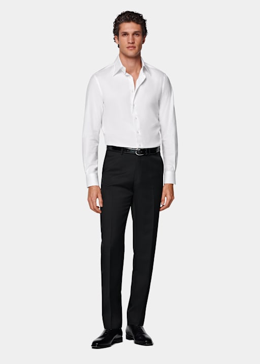 Black Perennial Slim Leg Straight Suit Trousers