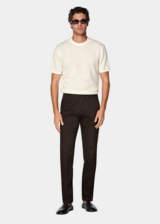 Dark Brown Slim Leg Straight Chinos