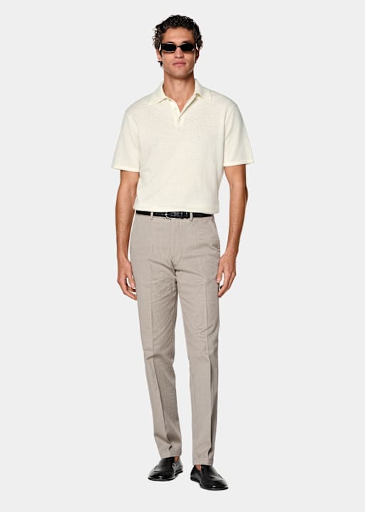 Taupe Slim Leg Straight Chinos