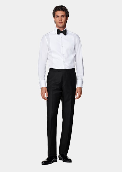  Black Slim Leg Straight Tuxedo Pants