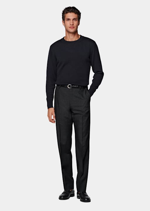 Dark Grey Straight Leg Trousers