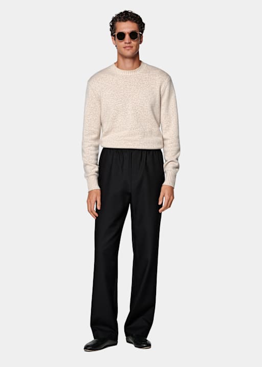 Black Wide Leg Straight Trousers