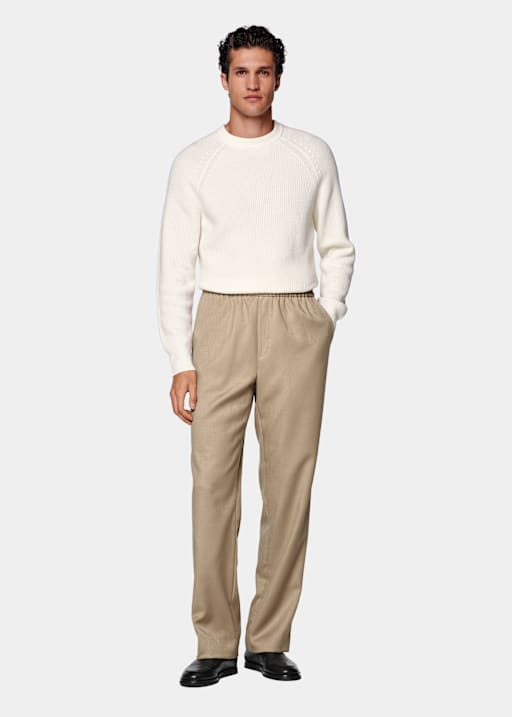 Mid Brown Wide Leg Straight Trousers