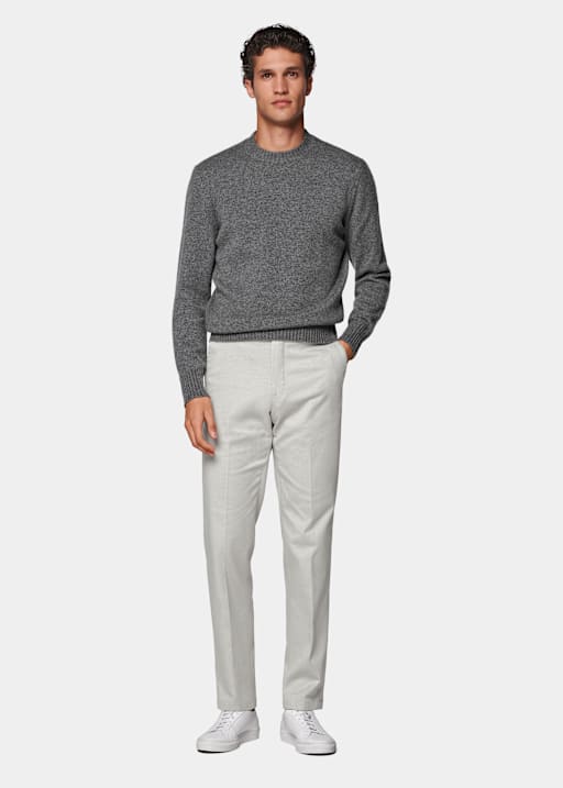 Light Grey Slim Leg Straight Chinos