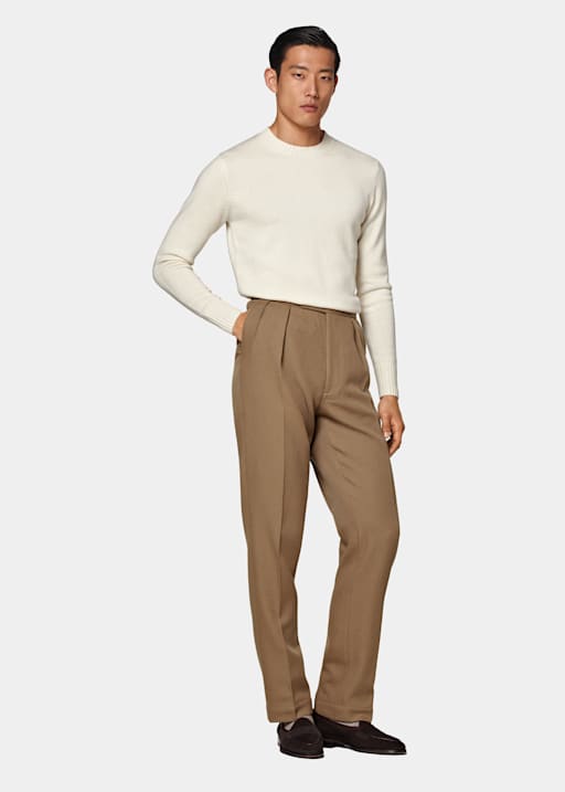 Mid Brown Pleated Mira Trousers