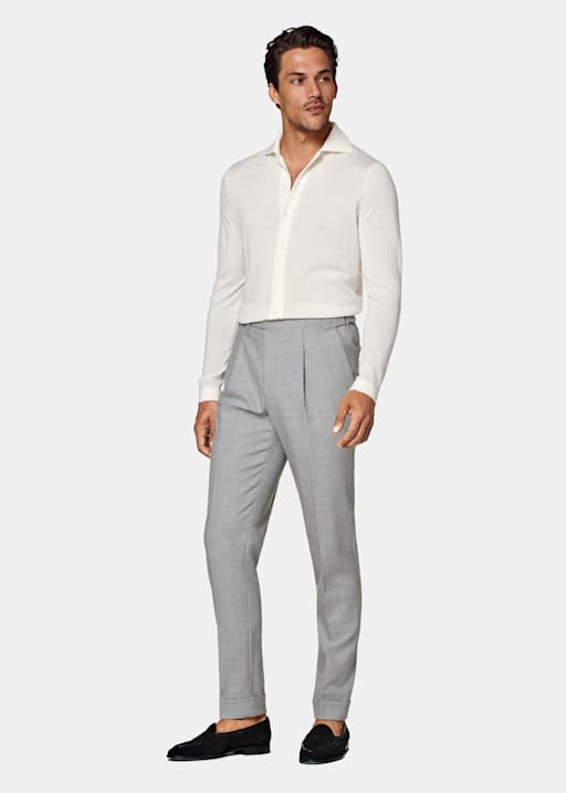 Pantalones Vigo gris claro plisados