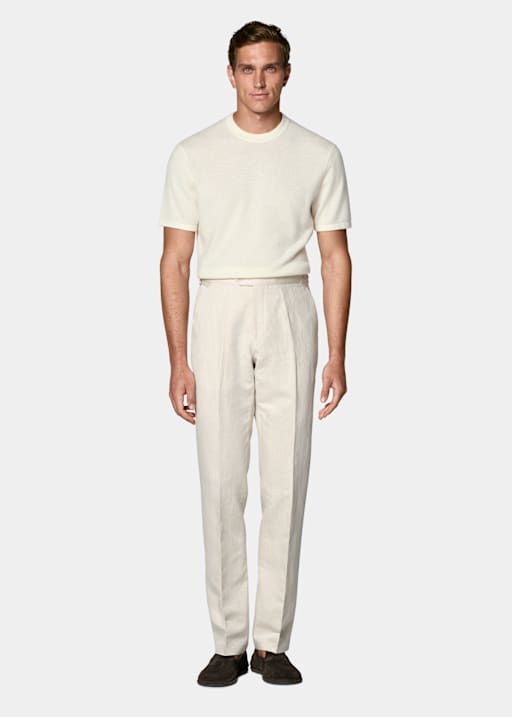 Sand Straight Leg Suit Trousers