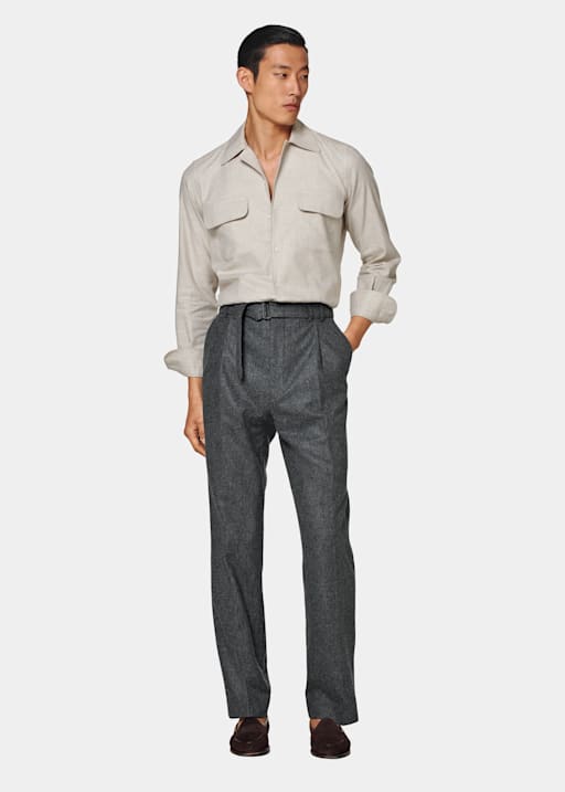 Mid Grey Wide Leg Tapered Sortino Trousers