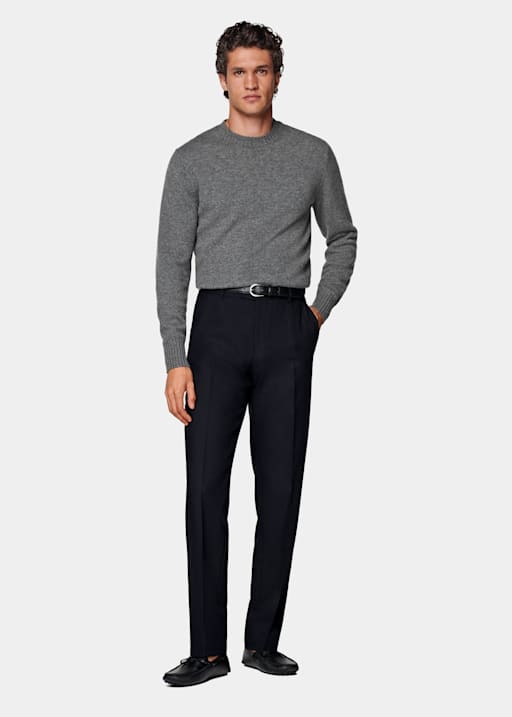 Pantalon de costume Straight Leg bleu marine