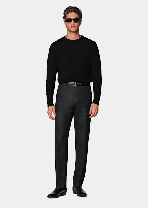 Dark Grey Straight Leg Trousers