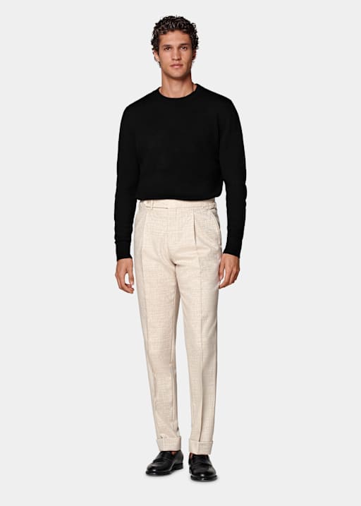 Sand Slim Leg Tapered Trousers