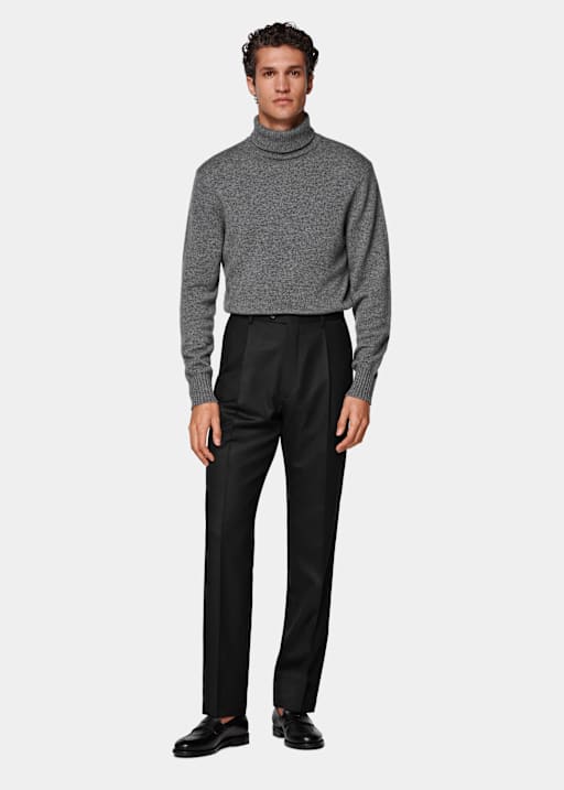 Spodnie garniturowe wide leg tapered czarne