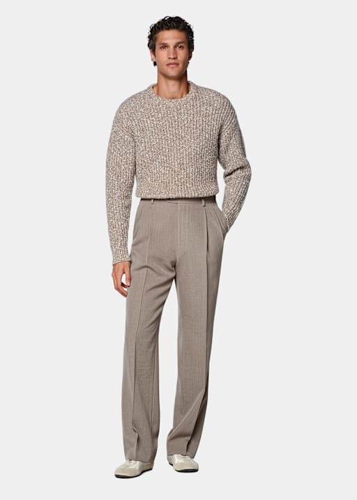 Anzughose midtaupe Wide Leg