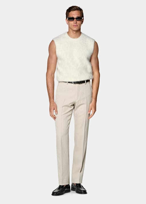 Light Brown Straight Leg Suit Trousers