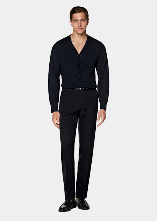 Navy Straight Leg Suit Trousers