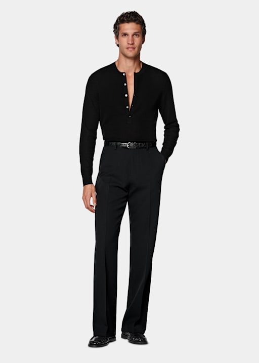Pantaloni da abito neri wide leg flared