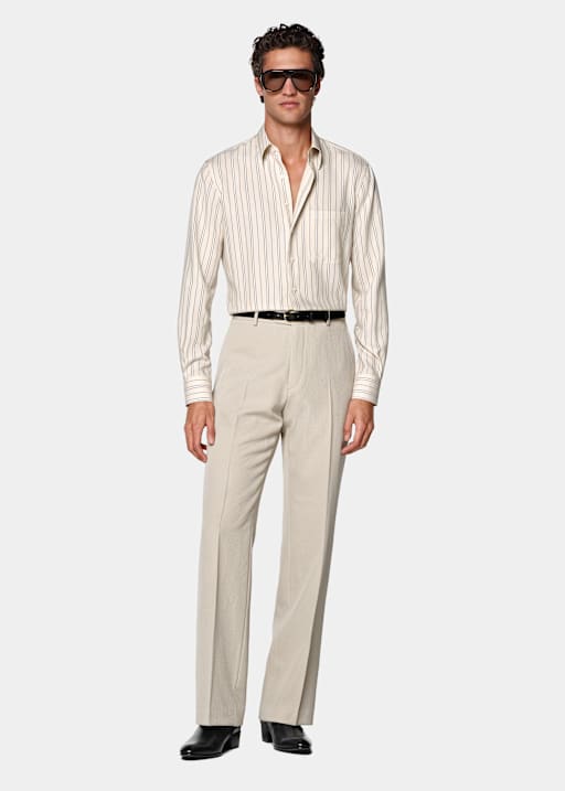 Light Brown Wide Leg Flared Suit Trousers