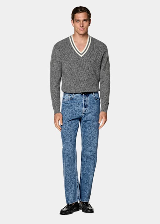 Mid Blue Straight Leg Jeans
