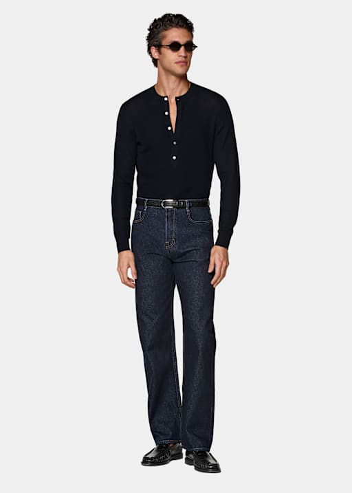 Navy Straight Leg Jeans