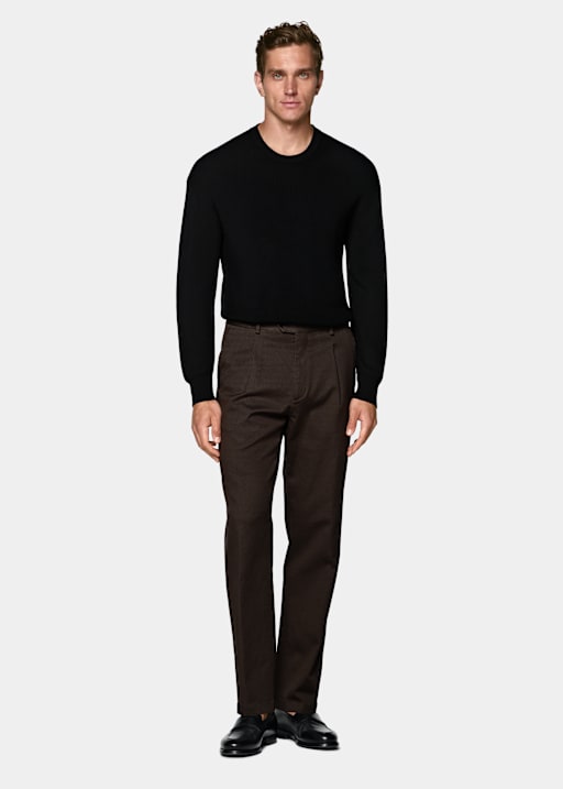 Dark Brown Wide Leg Tapered Chinos