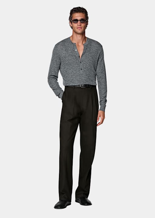 Dark Brown Wide Leg Trousers