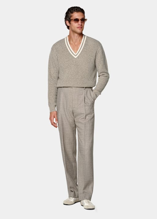 Mid Taupe Wide Leg Trousers