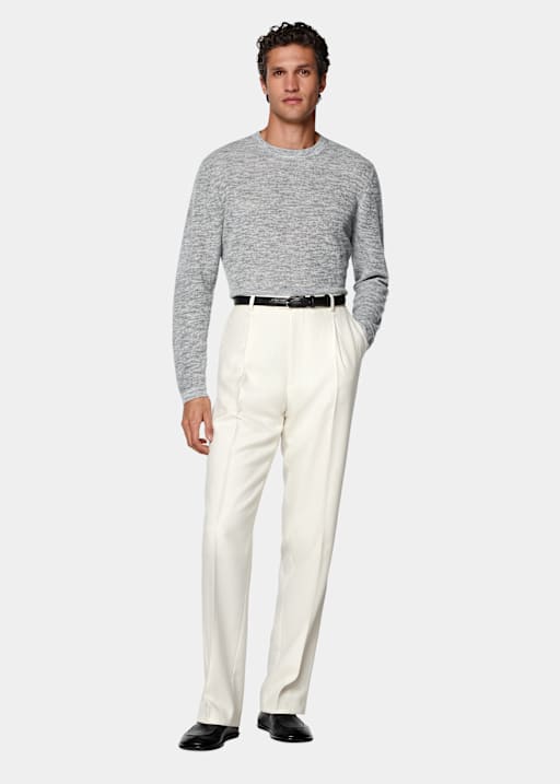 Pantalones Wide Leg color crudo