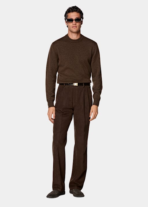 Mid Brown Wide Leg Chinos