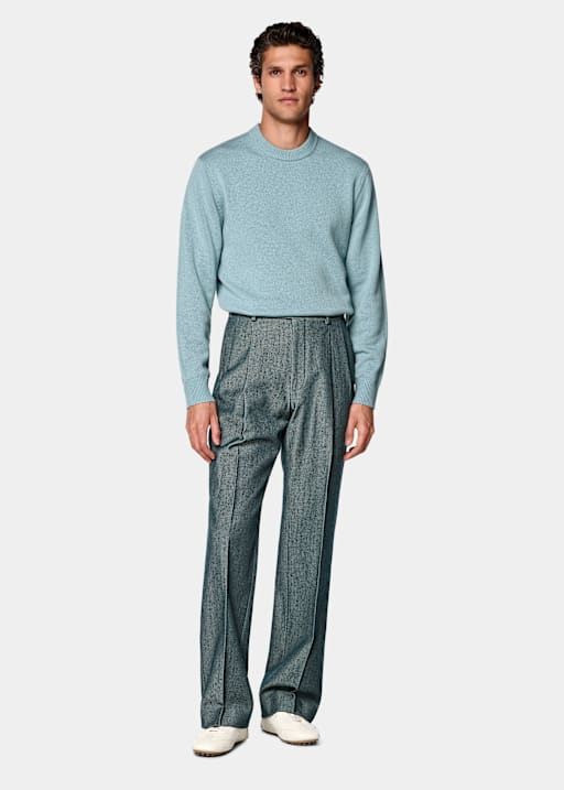 Mid Blue Wide Leg Trousers
