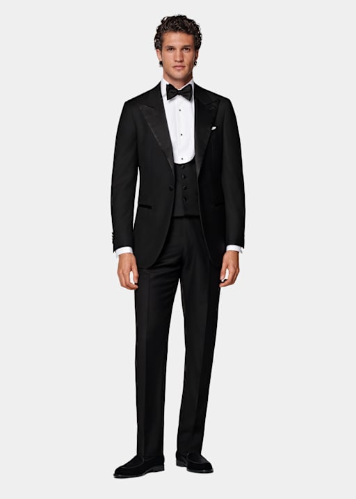 블랙 턱시도 수트 조끼