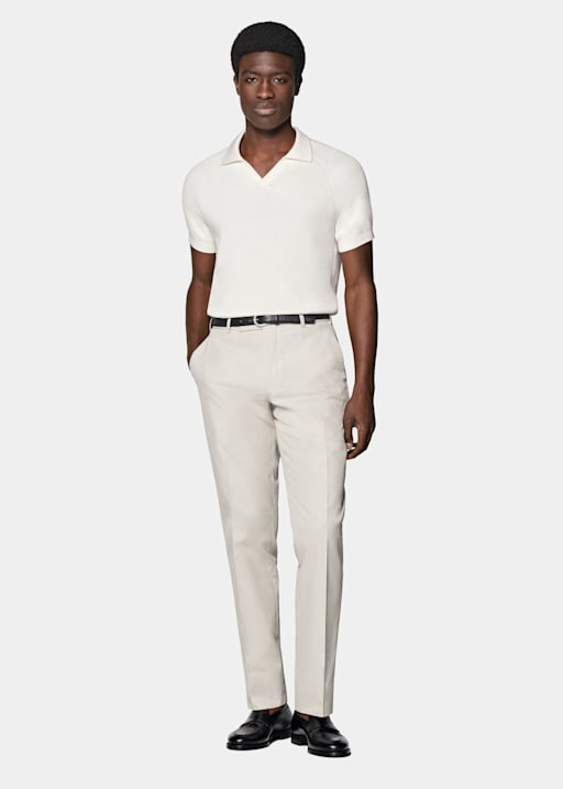 Off-White Ribbed Buttonless Polo Shirt 