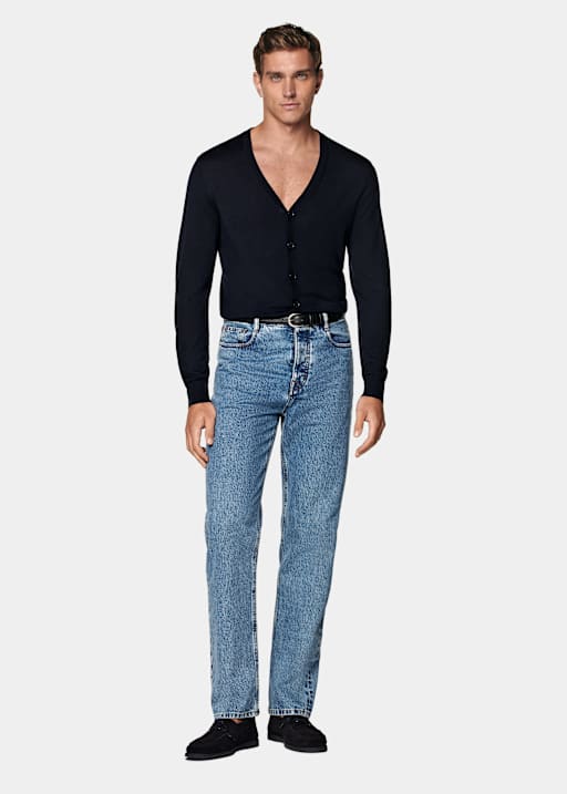 Navy V-Neck Cardigan