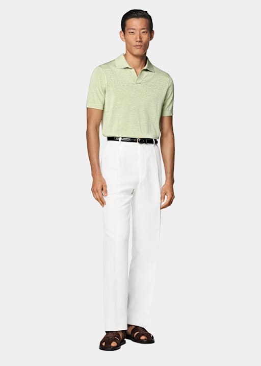 Light Green Buttonless Polo