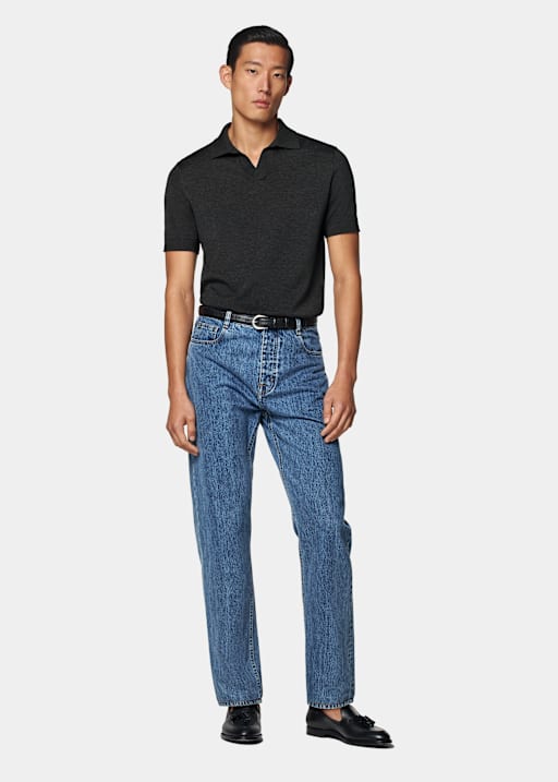 Dark Grey Buttonless Polo