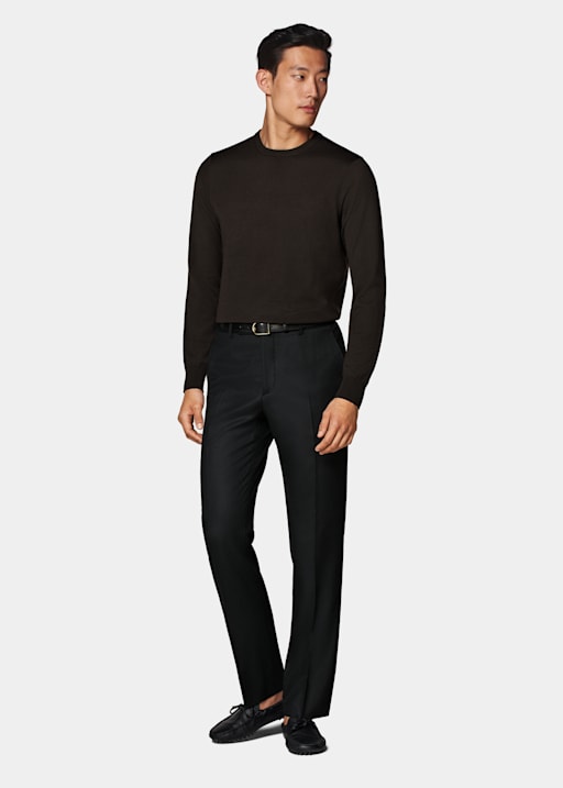 Dark Brown Merino Crewneck