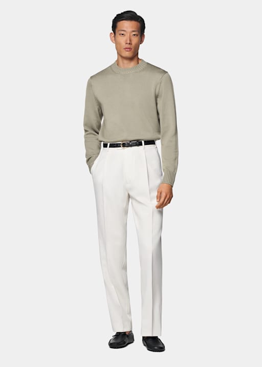 Mid Green Merino Crewneck